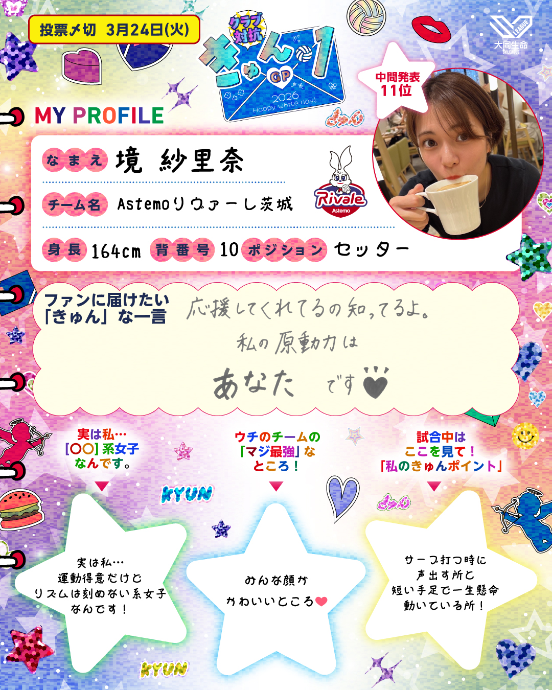 境紗里奈選手プロフィール